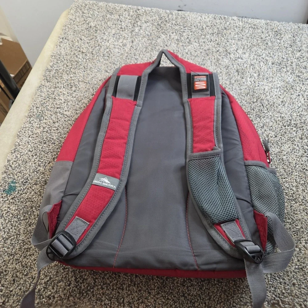 High Sierra Strap System Red & Gray Back Pack Hiking Outdoor Trail Country